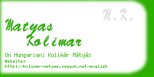 matyas kolimar business card